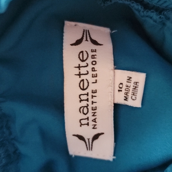 Nanette Nanette Lepore Teal Smocked Neck Pleated Sleeveless Dress 10 - Picture 15 of 15